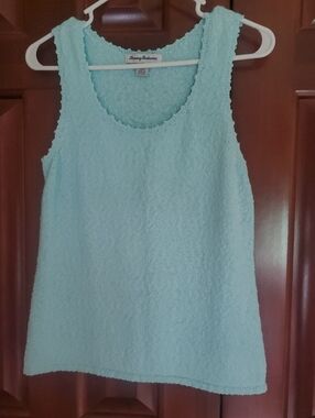 Light AQUA Waters Edge Textured Tank Top